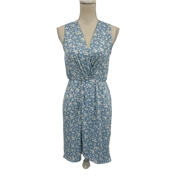 Gilli Women's Blue And White Polka Dot Faux Wrap V Neck Dress Size Small NWT - Picture 1 of 8